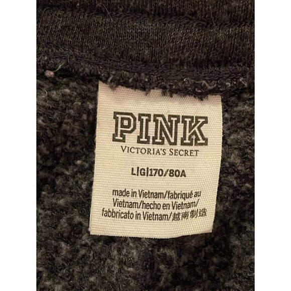 Victorias Secret PINK Love Pink‎ Charcoal Hoodie & Jogger Set XS TOP L PANTS - Picture 4 of 14